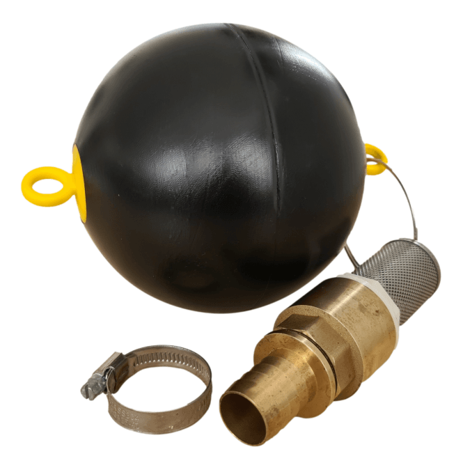 Floating Ball Valve 1" c/w Non Return Valve, Hose Tail & Hose Clip